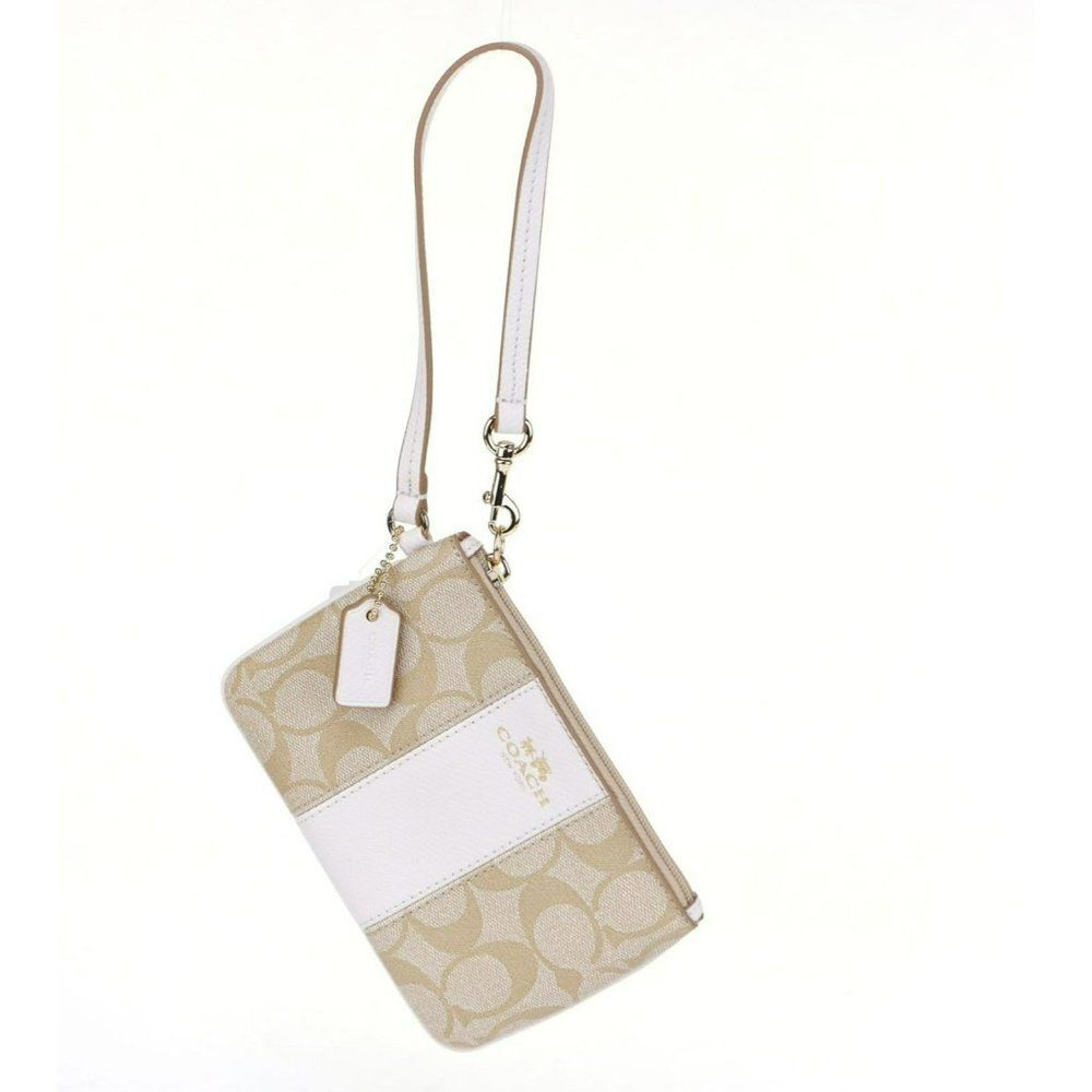 NWT Coach Signature Stripe Card Wallet Wristlet
